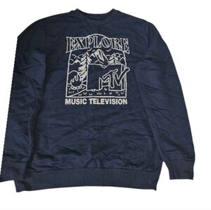MTV Explore Graphic Navy Men's Crewneck Sweater - Size M